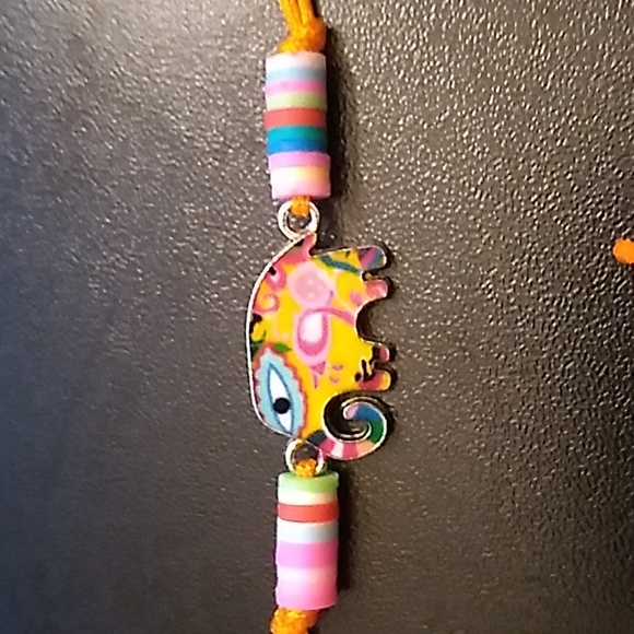 BBTO Gorgeous Elephant Bracelet w Orange Cording up to 10 inches - Picture 4 of 7